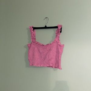 5/$25 Stretchy pink summer crop tank top ruffle straps size xl never worn
